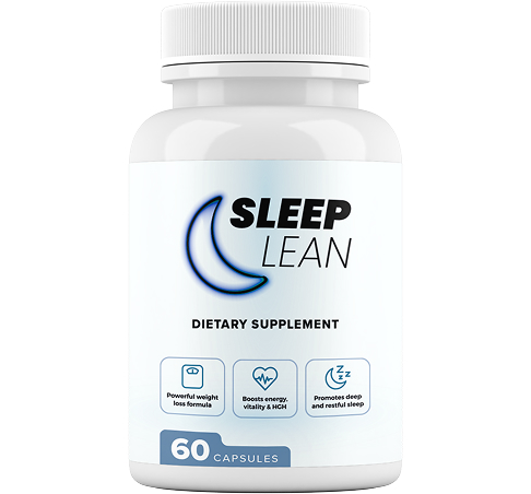 SleepLean dietary supplement bottle with 60 capsules for sleep and weight support